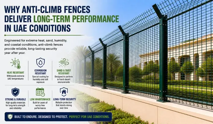Anti-climb fence for UAE conditions