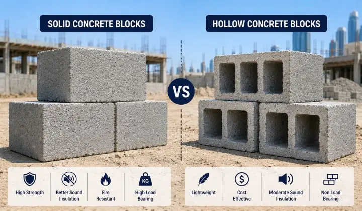 Solid Concrete Blocks vs Hollow Concrete Blocks