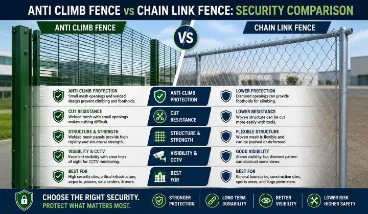 Anti Climb Fence vs Chain Link Fence