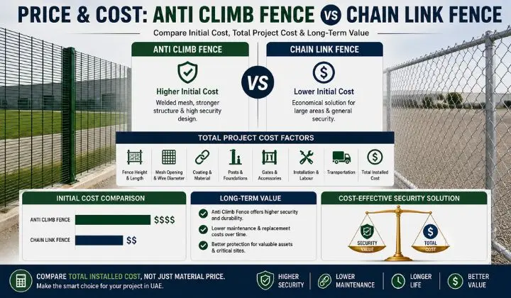 Anti Climb Fence vs Chain Link Fence Price and Cost
