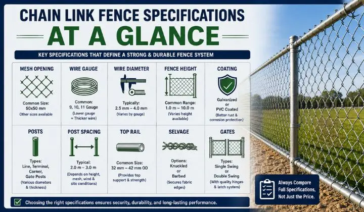 Chain Link Fence Specifications