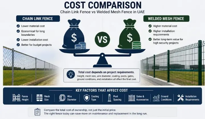 Chain Link vs Welded Mesh Fence Cost in UAE