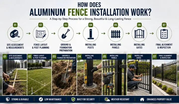 Aluminum Fence Installation Work