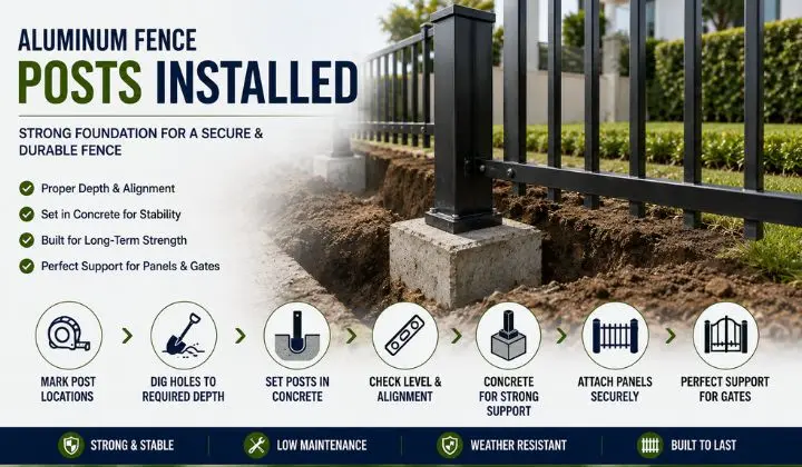 Aluminum Fence Posts Installed