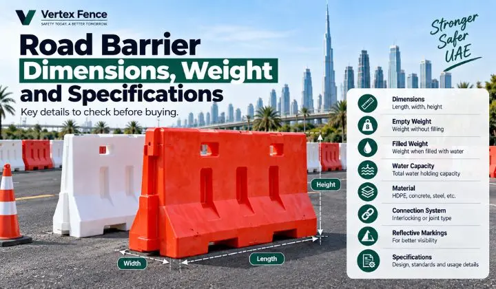 Road Barrier Dimensions, Weight and Specifications